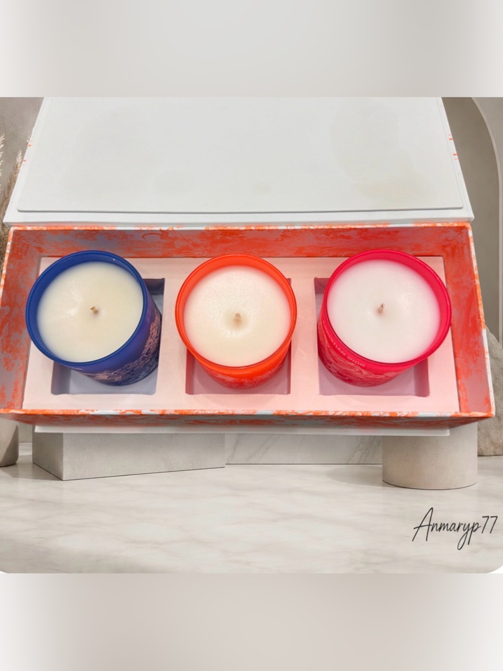 Dior Limite Edition  Tricolor Glass Candle set Toile de Jouy Small Candle